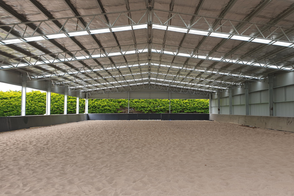 Equine arena cover with skylights