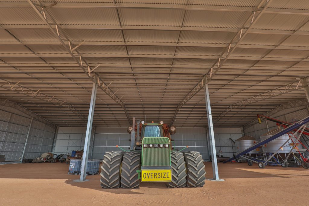 Farm machinery stored in shed