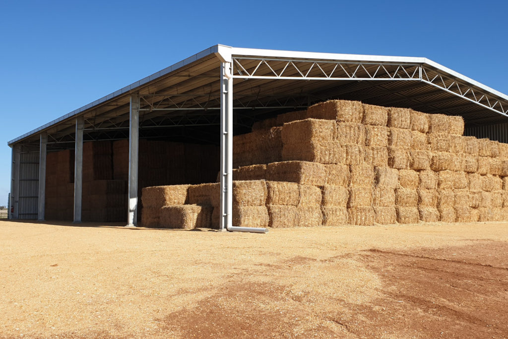 Four bay hay shed with two sides