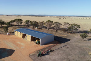 Open front hay storage shed