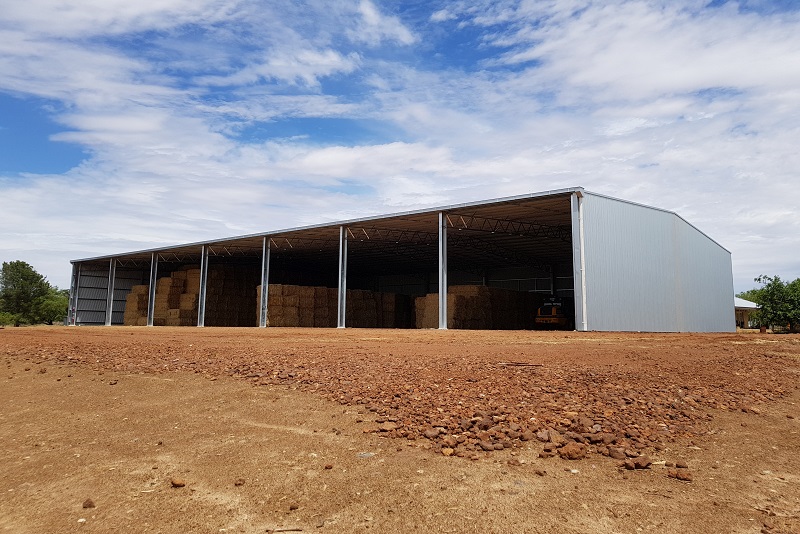 You are currently viewing 30m (W) x 56m (L) x 7.5m (H) open front hay shed