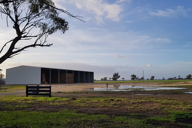 You are currently viewing 24m (W) x 61.6m (L) x 8.5m (H) open front hay shed