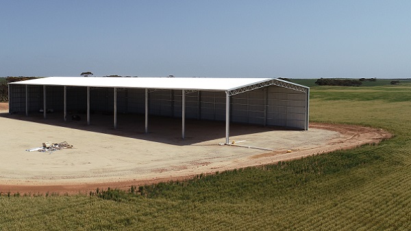 You are currently viewing A 64m x 24m two-sided hay shed