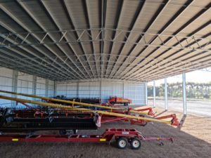 Machinery shed with trusses