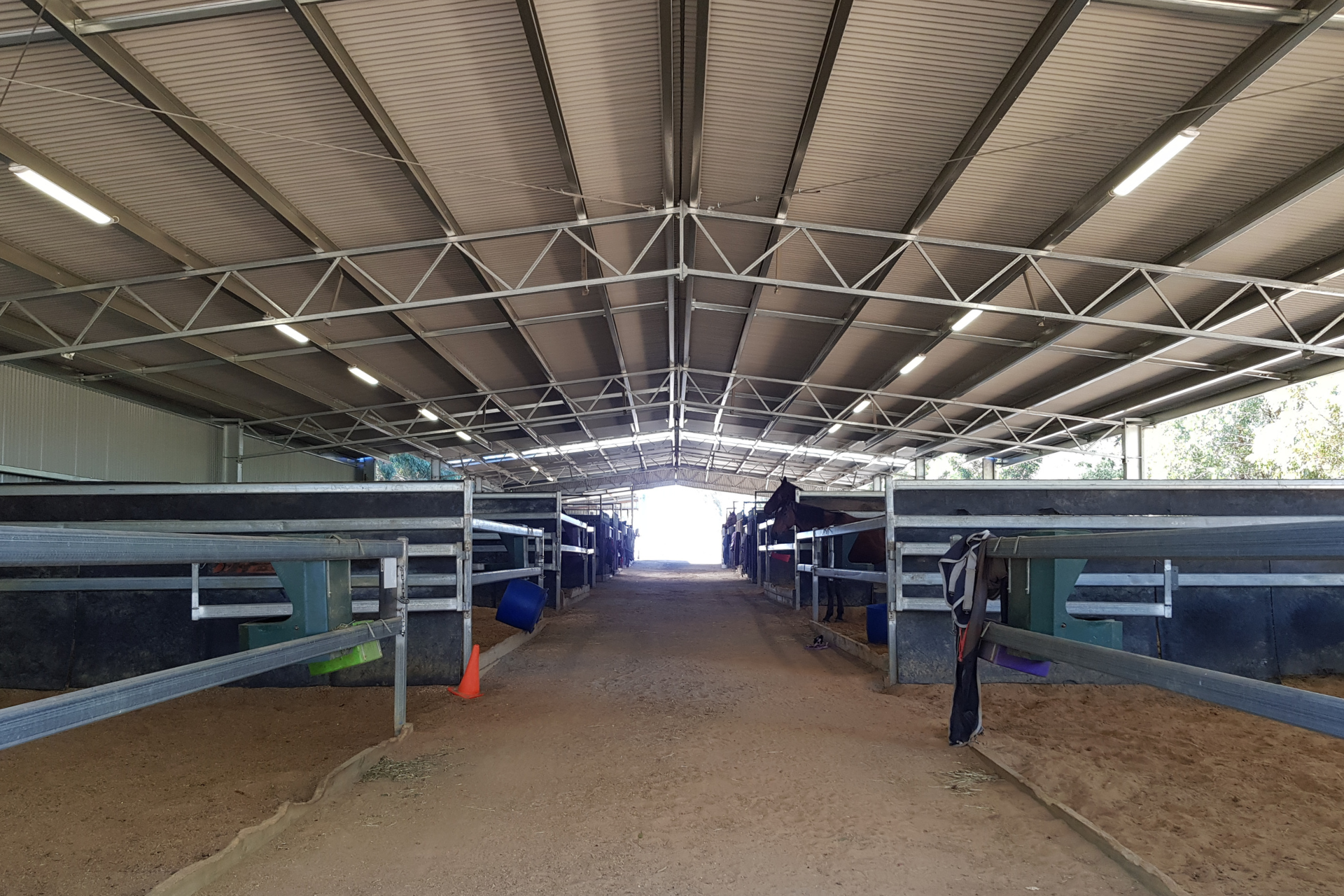 A 45m x 15m x 3.6m horse yard cover at Miners Rest VIC