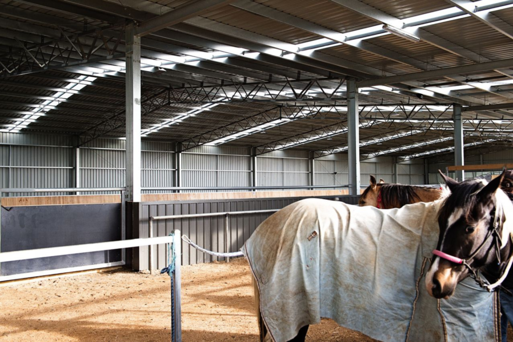 A 61m x 21m horse arena cover at Springfield VIC
