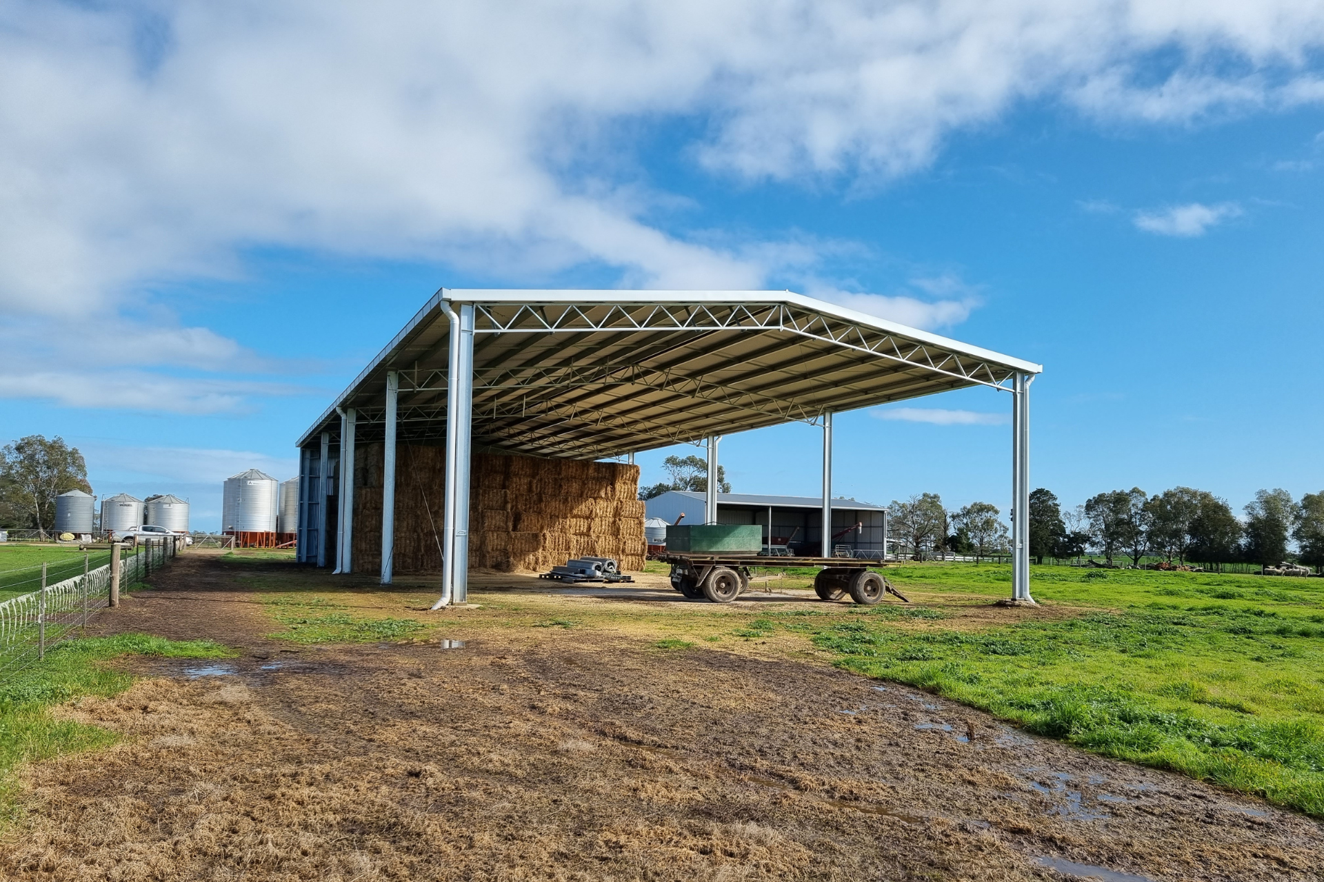 A 36m x 15m x 6m one sided hay shed at Neuarpurr