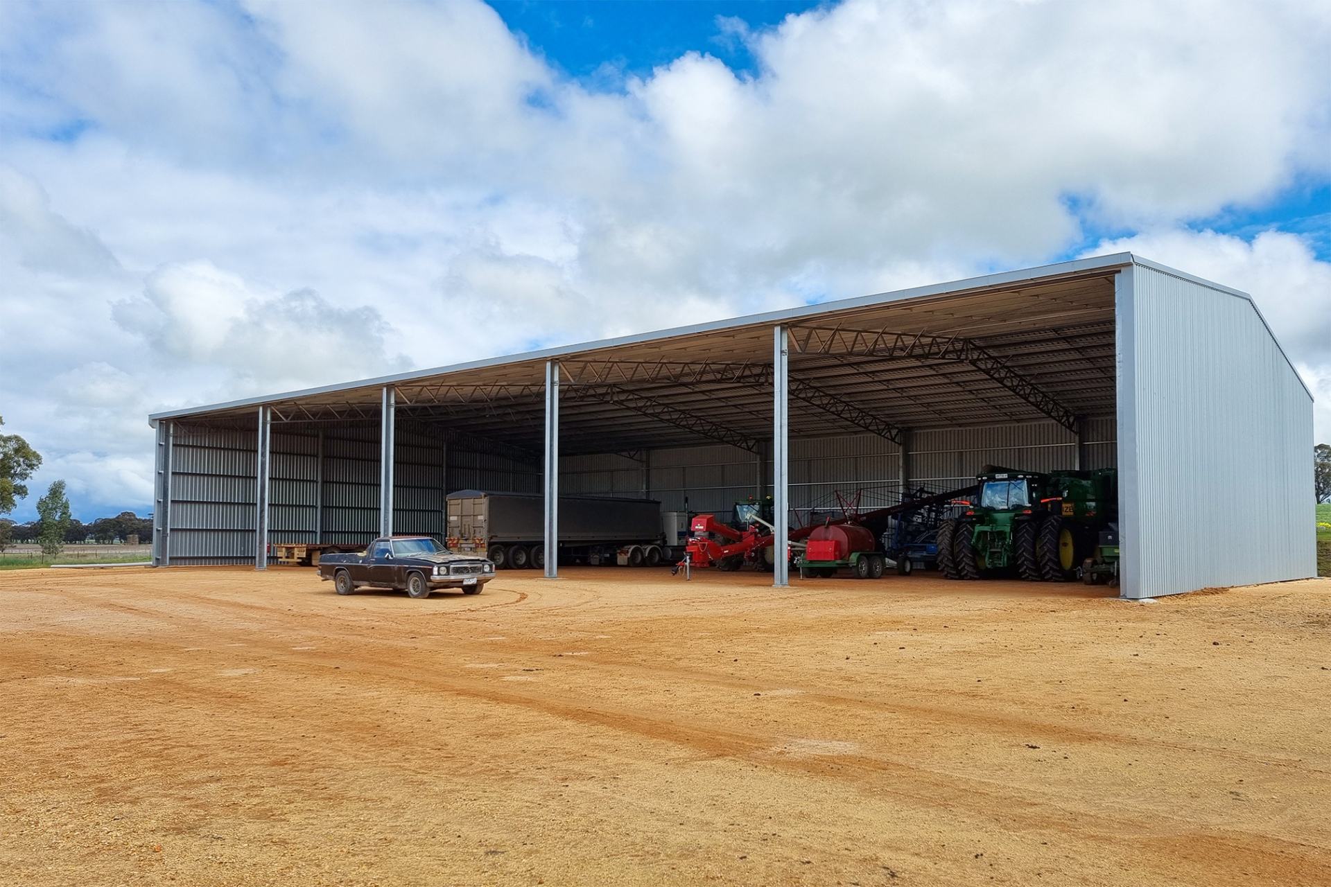A 41.5m x 24m x 6.75m machinery shed at Callawadda VIC
