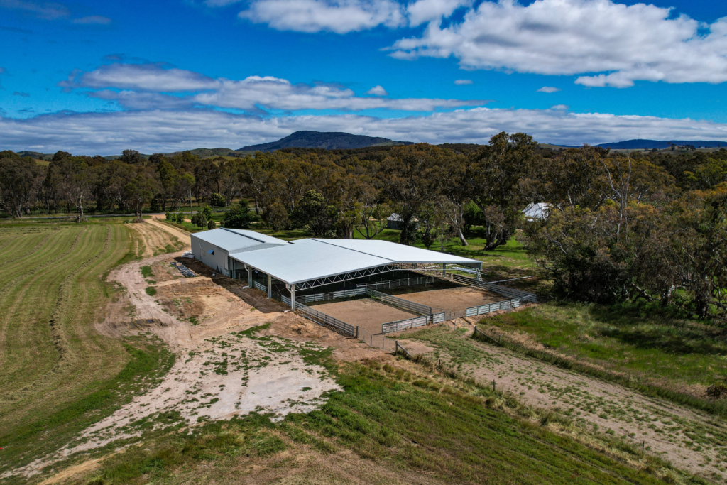 A 24m x 30m x 3.5m sheep yard cover Amphitheatre VIC