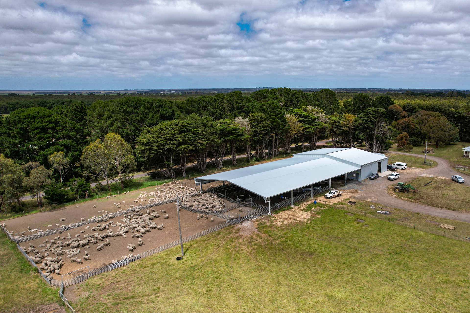 A 60m x 27m x 5.2m shearing shed complex at Hawkesdake VIC