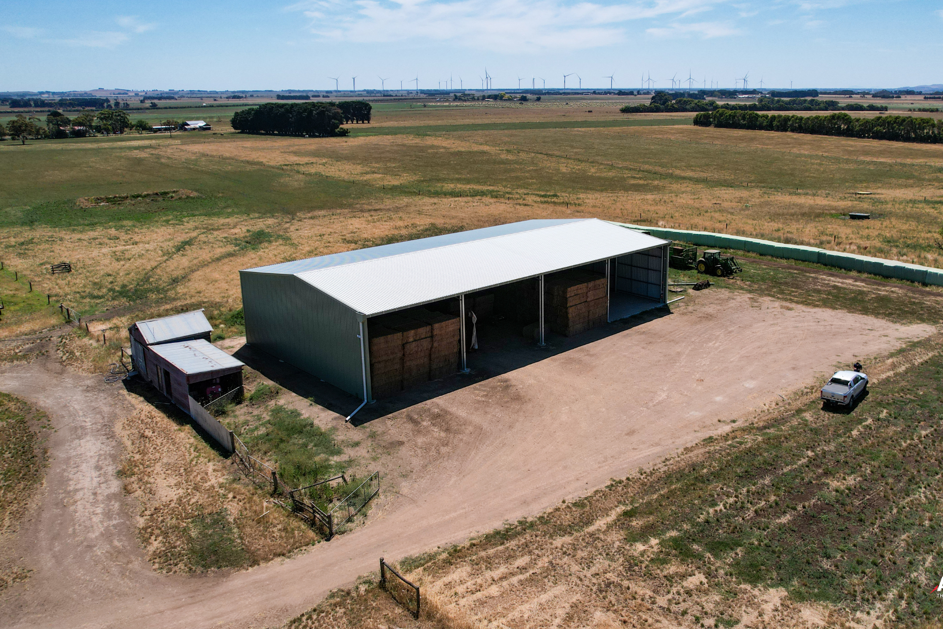 A 34m x 18m x 6m hay shed at Noorat VIC