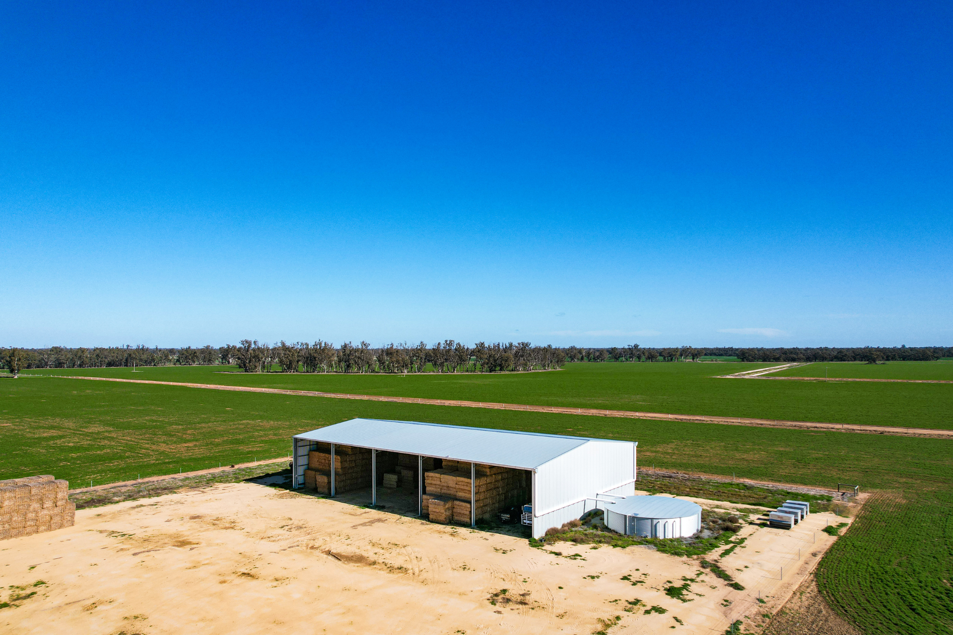 A 41.25m x 24m x 7.5m hay shed at Womboota NSW