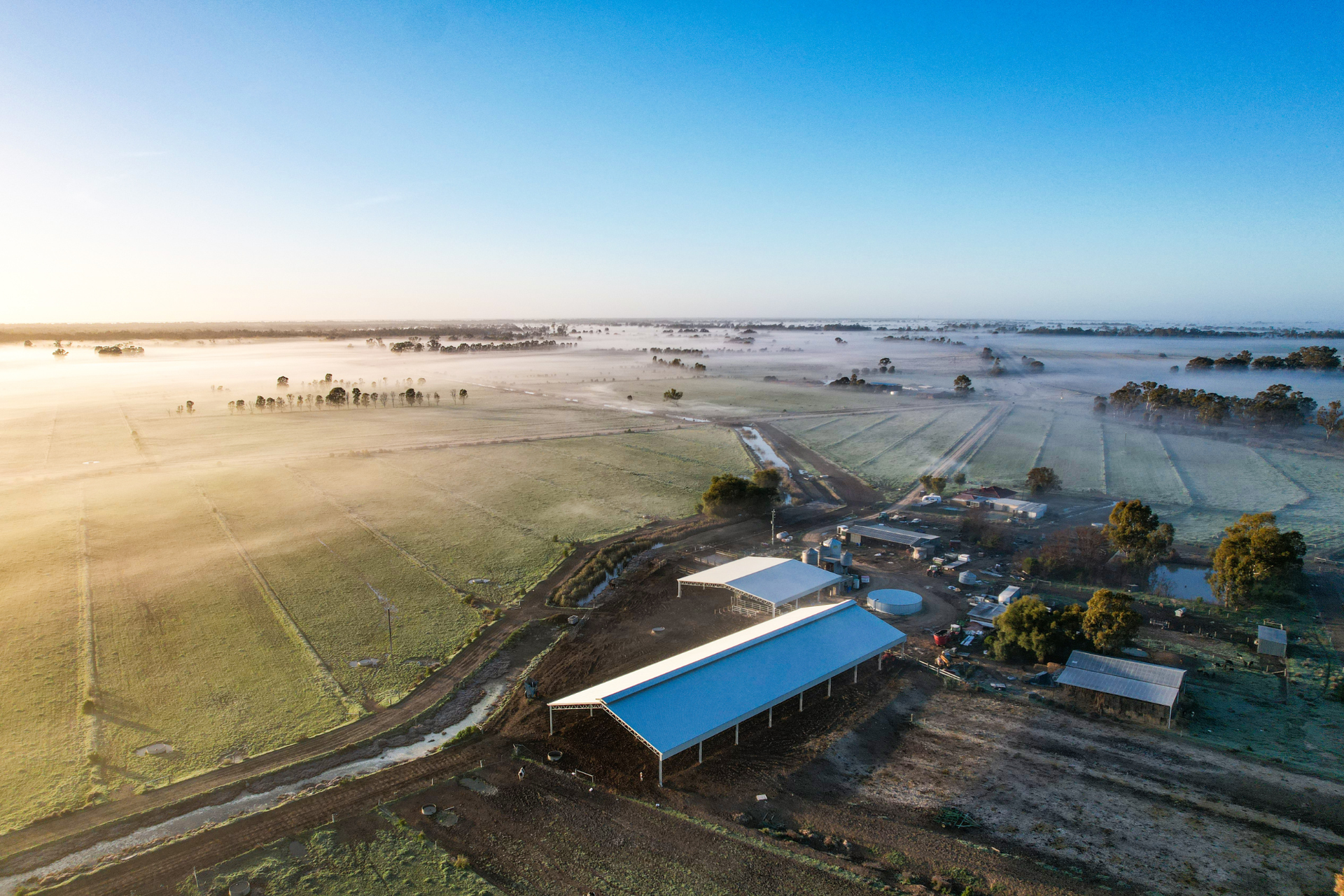 A 68m x 24m x 5m feed pad cover at Myall VIC