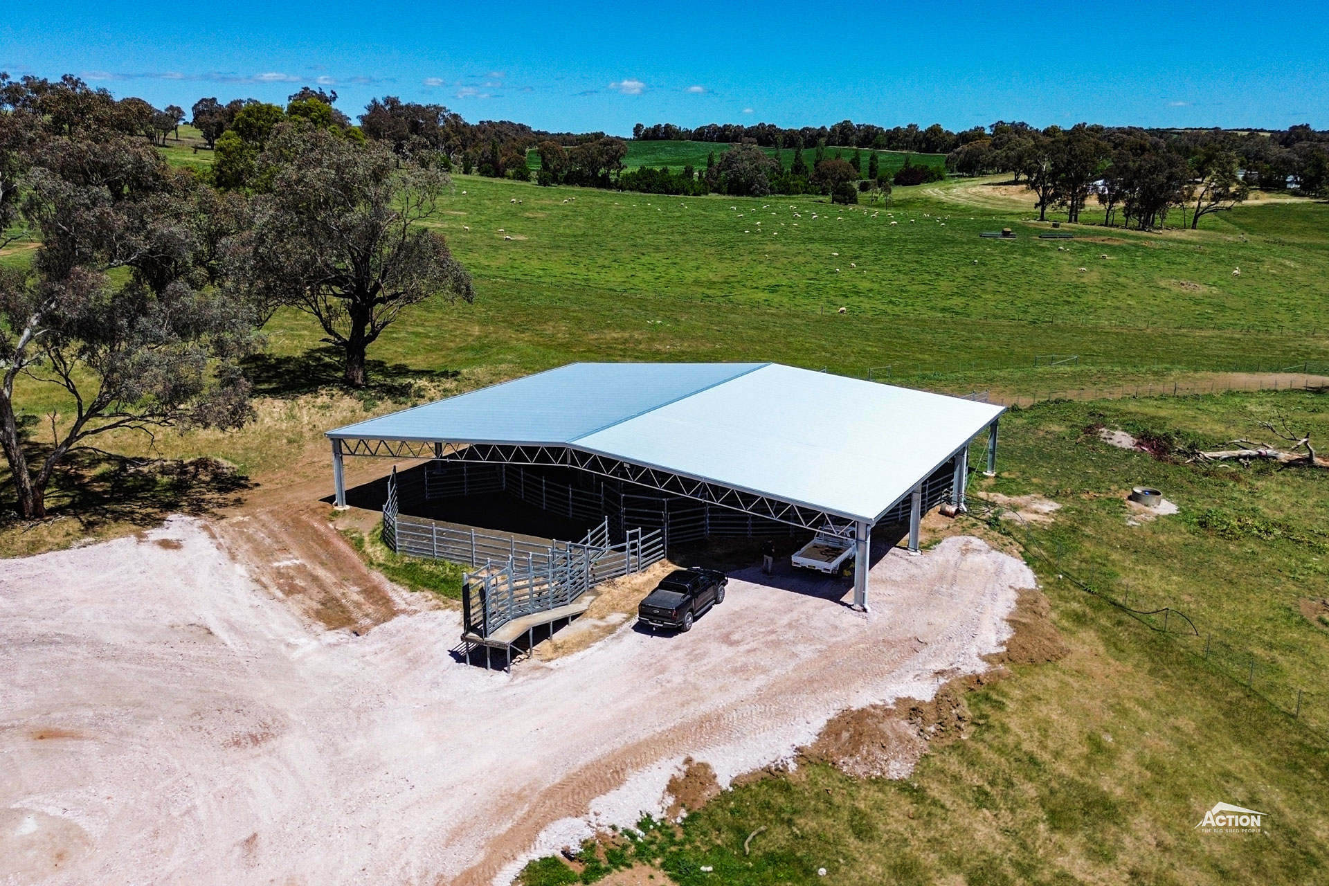 Farm sheds in New south wales - Cattleyard cover at Manurama NSW