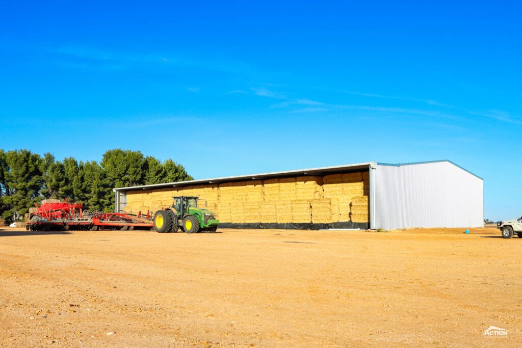 Pay off a hay shed - 24m Span Hay Shed with canopy at Quambatook