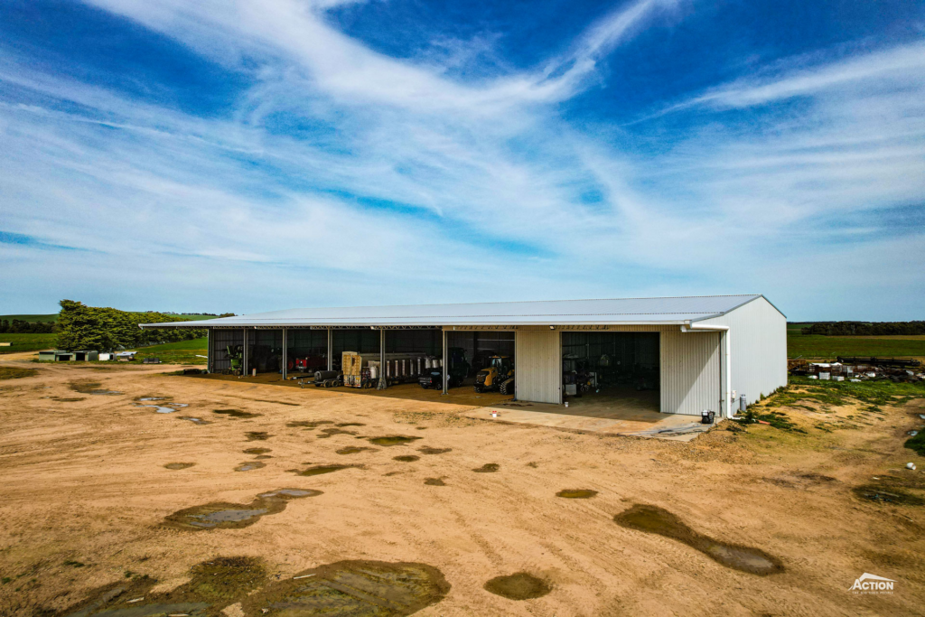 64mx 27m machinery shed with enclosed bay and canopy