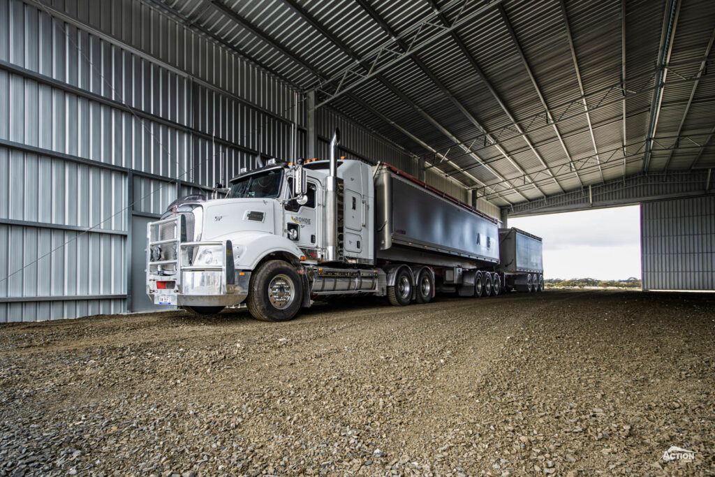 Truck in machinery shed