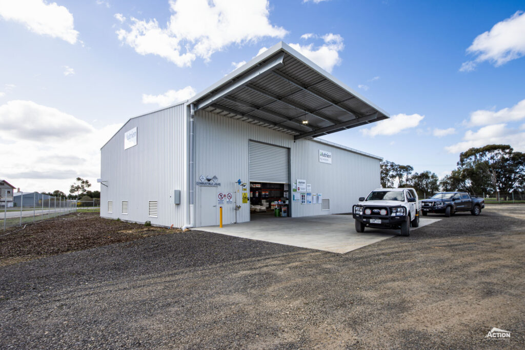 Nutrien store with canopy and chemical signage