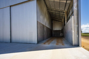 fertiliser bunker in segregated grain shed
