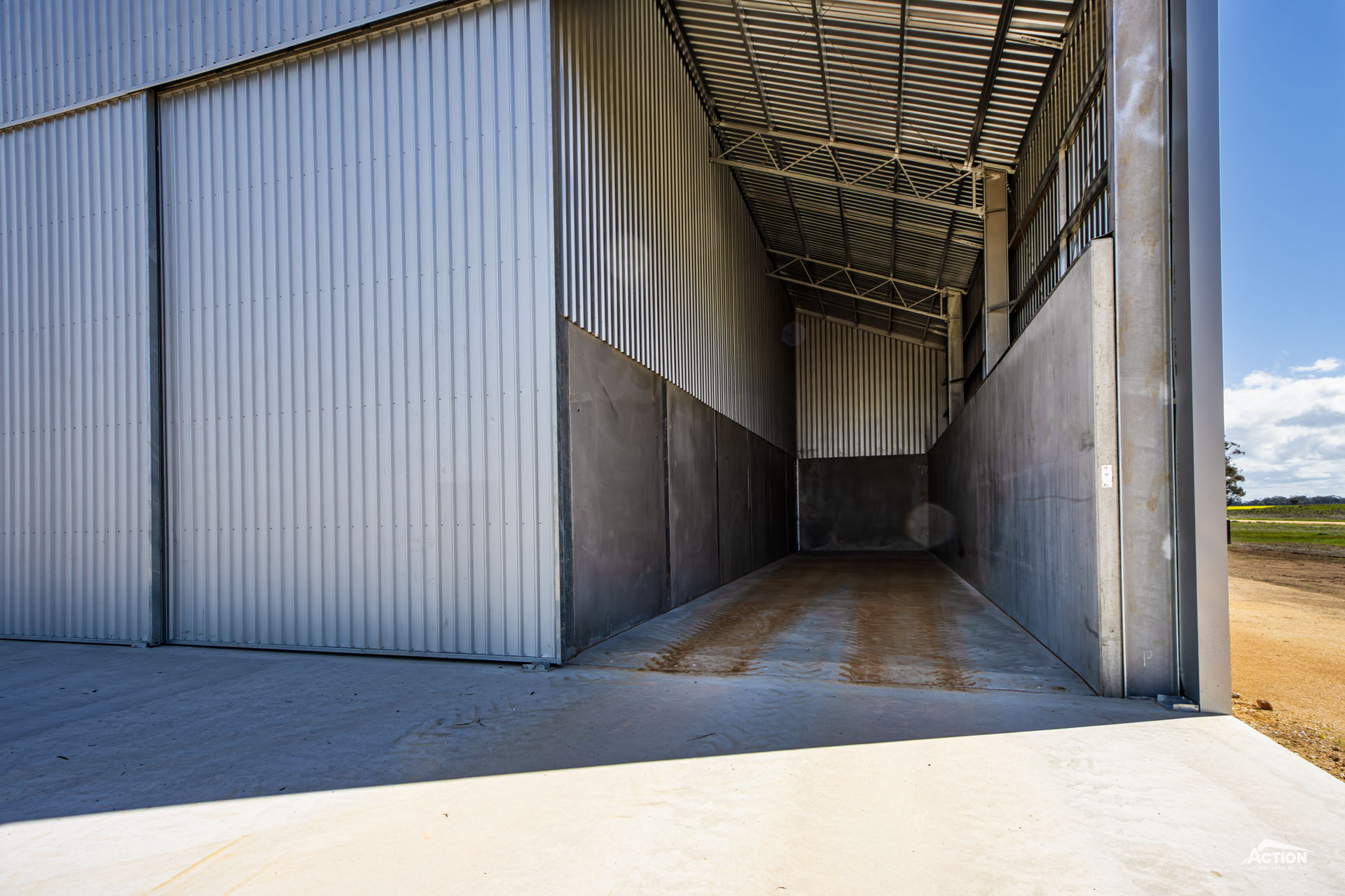 fertiliser bunker in segregated grain shed