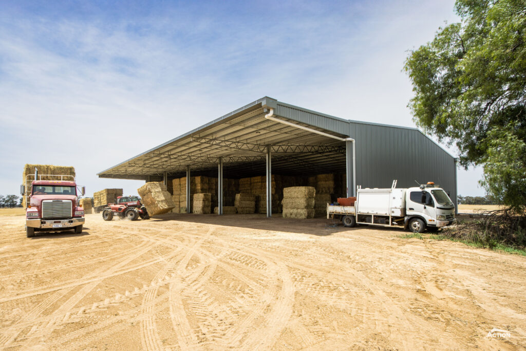 24m span colorbond hay shed