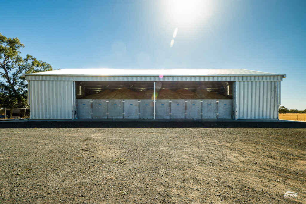 18m span grain shed with concrete L-Walls