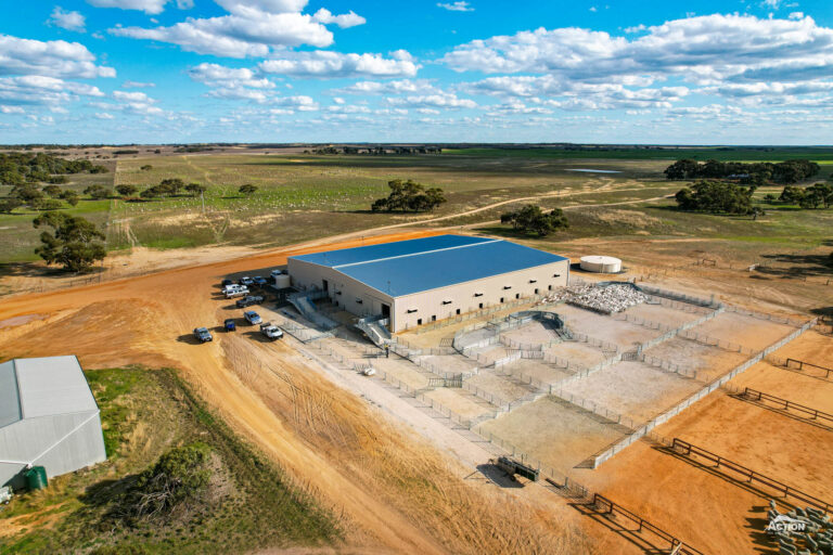 shearing shed drone shot