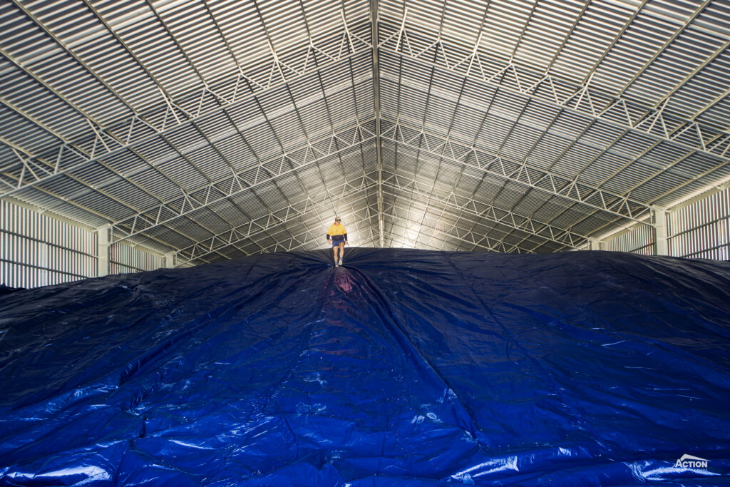 fumigation tarp in grain shed